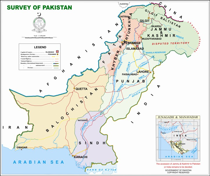 where is pakistan located geographically